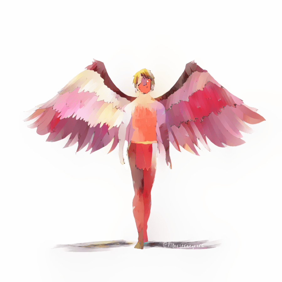 A digital painting of an angel